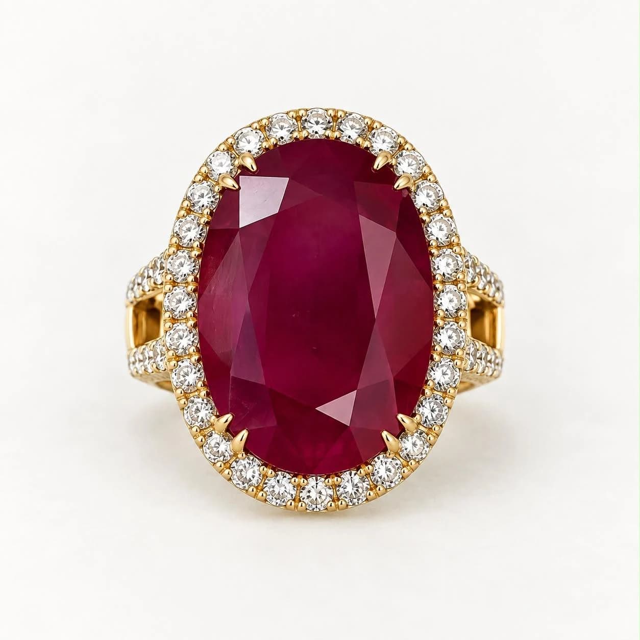 18K yellow gold ruby and diamond ring